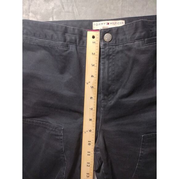 Tommy Hilfiger Womens 14P Straight Leg Zip Ankle Double Knee Black Utility Pants - Picture 8 of 12